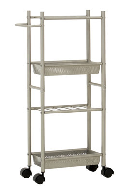 Maison by Premier Dara 4 Tier Brush Nickel Trolley with 2 Baskets