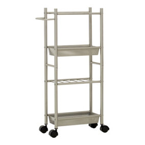 Maison by Premier Dara 4 Tier Brush Nickel Trolley with 2 Baskets