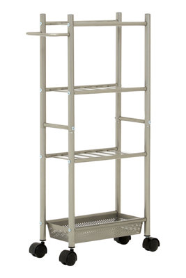 Maison by Premier Dara 4 Tier Trolley Brush Nickel with Basket