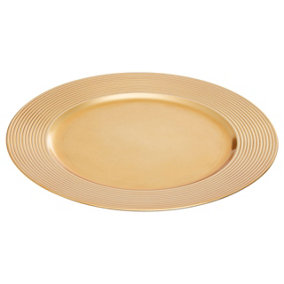Maison by Premier Dia Gold Charger Plate With Ribbed Rim