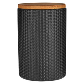 Maison by Premier Geome Dolomite and Matt Black Hex Canister - Single Canister