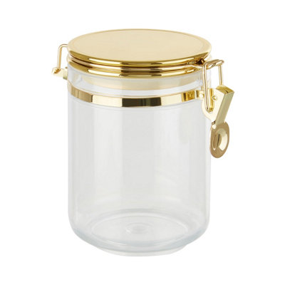 Maison by Premier Gozo Medium Round Canister With Gold Clip
