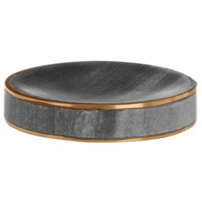 Maison by Premier Grey Marble Brass Soap Dish