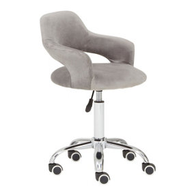 Maison by Premier Grey Velvet Home Office Chair with Curved Back