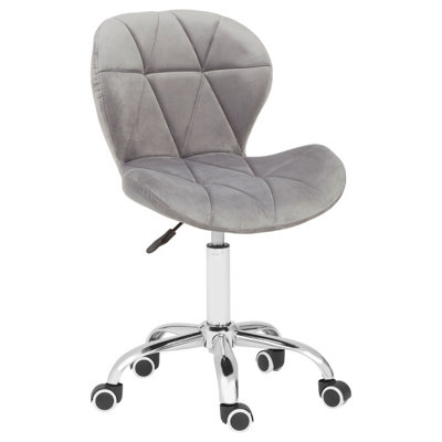 Maison by Premier Grey Velvet Quilted Home Office Chair