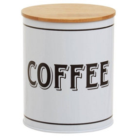 Maison by Premier Grocer White Metal Coffee Cannister