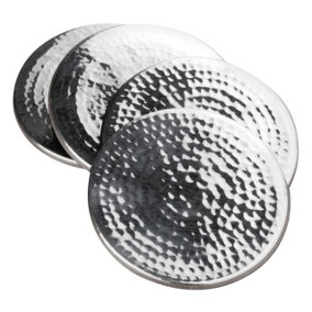 Maison by Premier Hammered Effect Stainless Steel Coasters - Set of 4