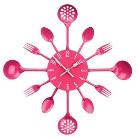 Maison by Premier Hot Pink Cutlery Metal Wall Clock
