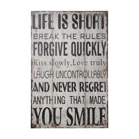 Maison by Premier Life Is Short Break the Rules Wall Plaque