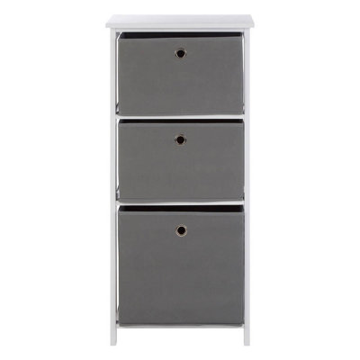 Maison by Premier Lindo 3 Grey Fabric Drawers Cabinet