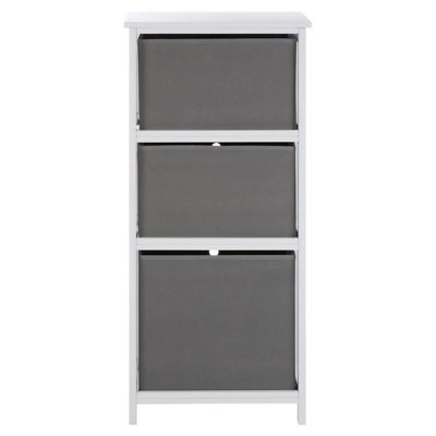 Maison by Premier Lindo 3 Grey Fabric Drawers Cabinet