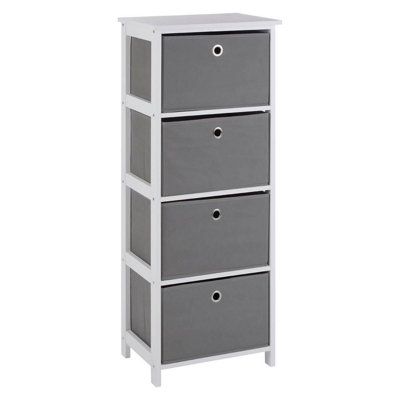 Maison by Premier Lindo 4 Grey Fabric Drawers Cabinet