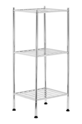 Maison by Premier Micah 3 Tier Chrome Shelf Unit with Rubber Feet