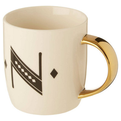 Maison by Premier Mimo Diamond Deco N Letter Monogram Mug