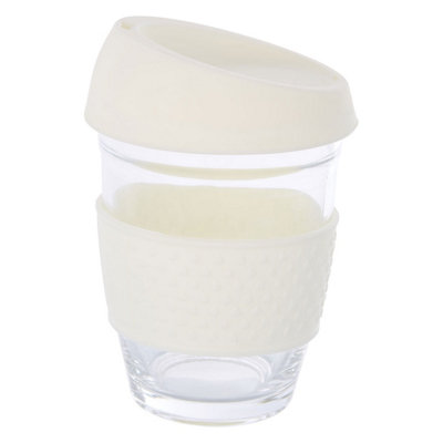 Maison by Premier Mimo Glass Mug With Cream Silicone Band Lid