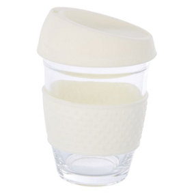 Maison by Premier Mimo Glass Mug With Cream Silicone Band Lid