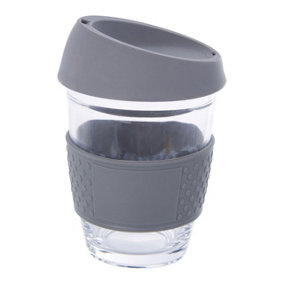 Maison by Premier Mimo Glass Mug With Grey Silicone Band Lid