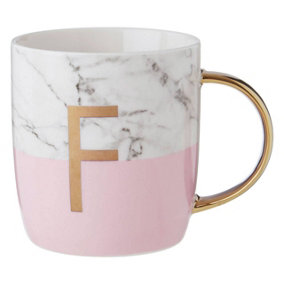 Maison by Premier Mimo Pastel Pink F Letter Monogram Mug