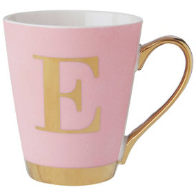 Maison by Premier Mimo Pink Frosted Deco E Letter Monogram Mug