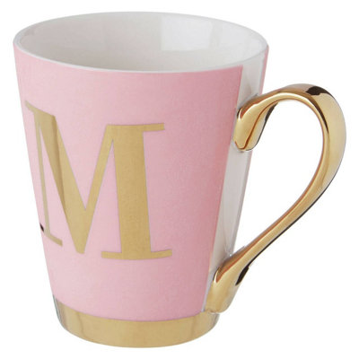 Maison by Premier Mimo Pink Frosted Deco M Letter Monogram Mug