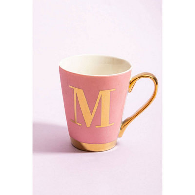 Maison by Premier Mimo Pink Frosted Deco M Letter Monogram Mug