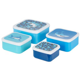 Maison by Premier Mimo Set Of 4 Blue Shark Lunch Boxes