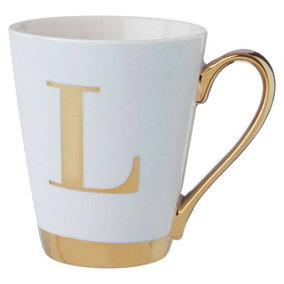Maison by Premier Mimo White Frosted Deco L Letter Monogram Mug