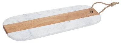 Maison by Premier Monzaro Oblong White Marble And Acacia Wood Board