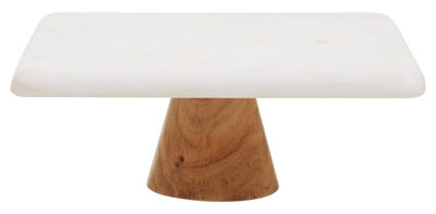 Maison by Premier Monzaro White Marble And Acacia Wood Cake Stand