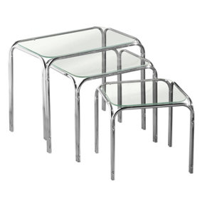 Maison by Premier Nest Of 3 Clear Glass Pointed Oval Tables