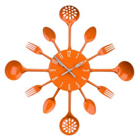 Maison by Premier Orange Cutlery Metal Wall Clock