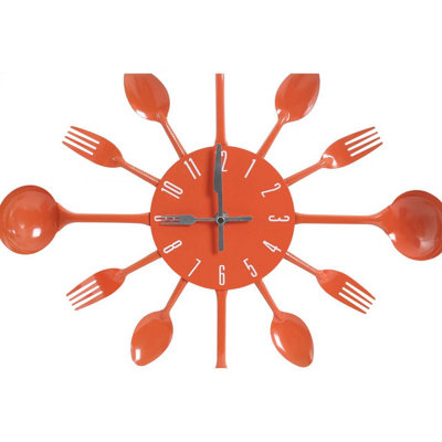 Maison by Premier Orange Cutlery Metal Wall Clock