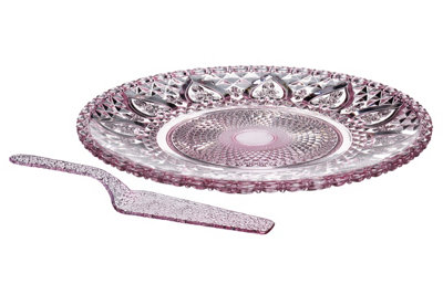 Maison by Premier Pink Glass Cake Plate And Slice