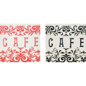 Maison by Premier Red and Black Assorted Cafe Canvas Print