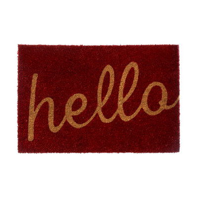 Maison by Premier Red Hello Coir Doormat DIY at B&Q