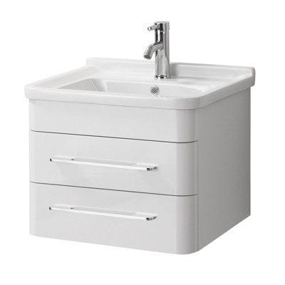 Maison by Premier Savannah Wht Hi Gloss Under Basin 2 Drw Cabinet 57X46.5X51Cm