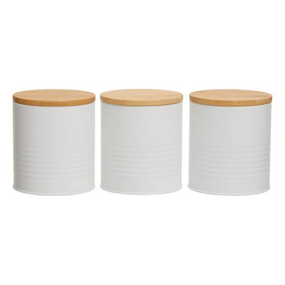 Maison by Premier Set Of Three Alton White Cannisters | DIY at B&Q