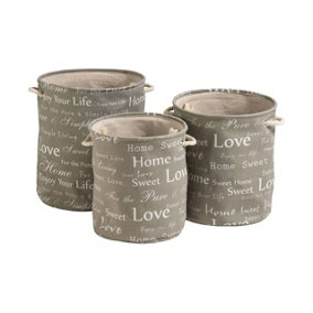 Maison by Premier Set Of Three Canvas Round Laundry Hampers