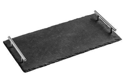 Maison by Premier Slate Tray With Stainless Steel Handles