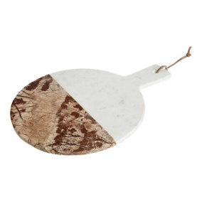 Maison by Premier White And Brown Marble Round Serving Board