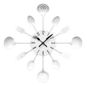 Maison by Premier White Cutlery Metal Wall Clock