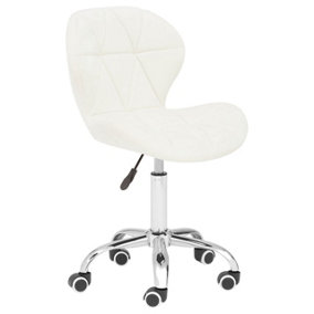 Maison by Premier White Velvet Quilted Home Office Chair