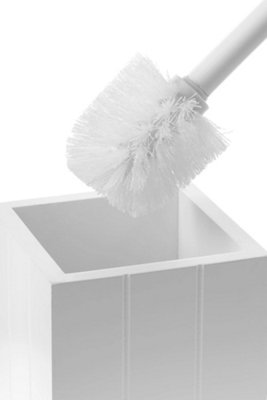 White wooden toilet on sale brush holder