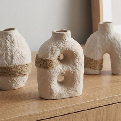 Maison Textured Stoneware Loop Vase Trio
