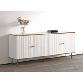 Maison White And Gold 4 Door Wide Sideboard