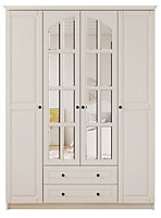 MAISON XL 4 Door 2 Drawer Mirrored White Wardrobe