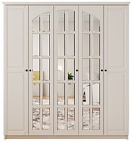 MAISON XL 5 Door Mirrored White Wardrobe