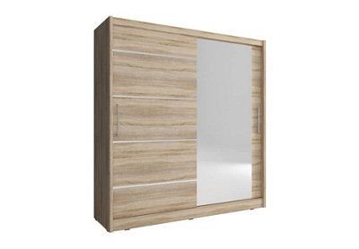 Maja I Alu Sliding Door Wardrobe 180cm Oak Sonoma