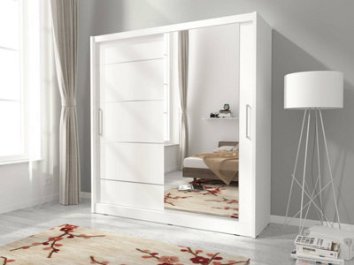 Maja I Alu Sliding Door Wardrobe 200cm in White