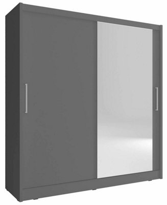 Maja I Sliding Door Wardrobe with Mirror 180cm in Grey